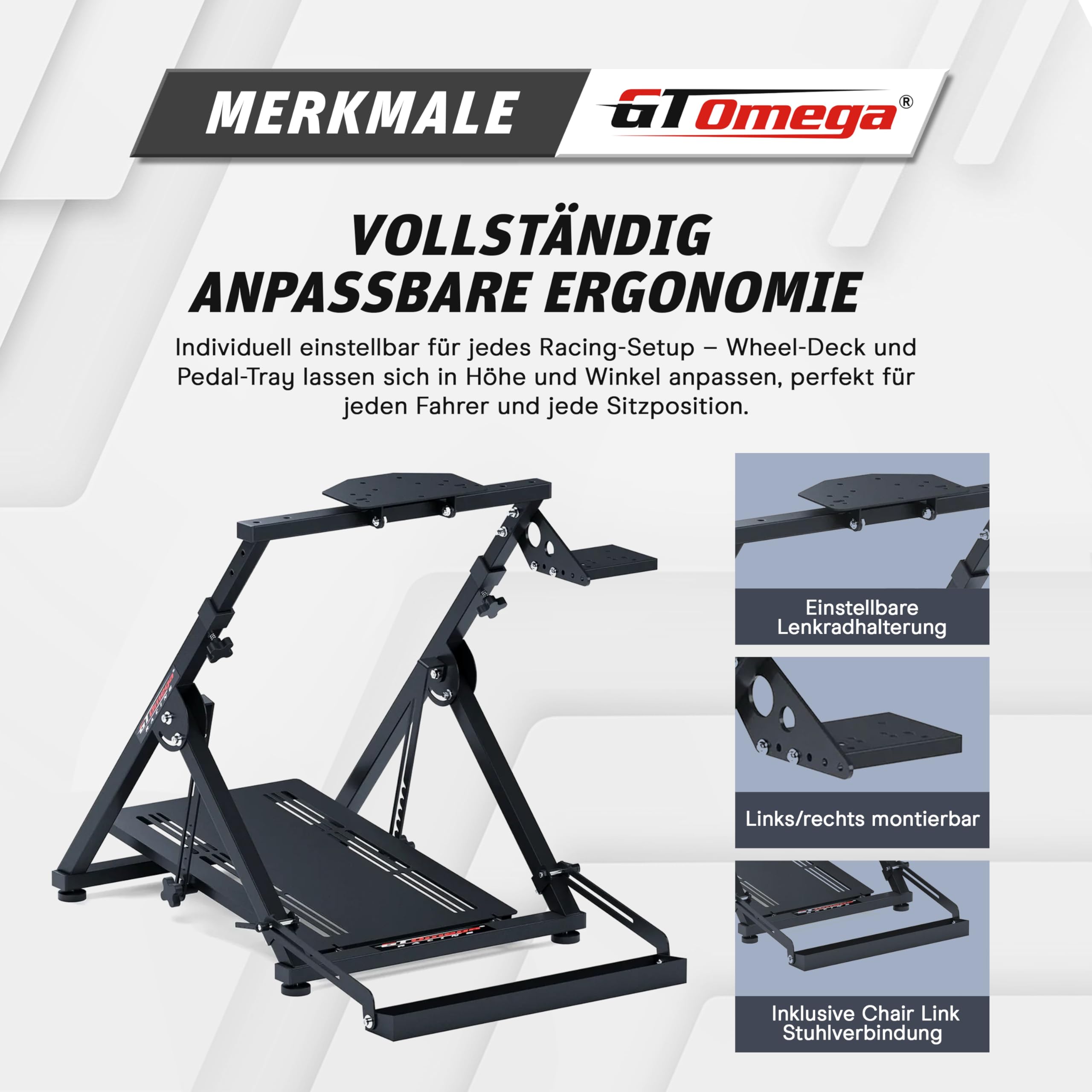 GT OMEGA APEX Lenkradständer – Kompatibel mit Logitech G923, G29, G920, Thrustmaster T300, T500 TX & TH8A, PS4, Xbox, Fanatec