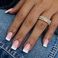 Vista 34 de Uñas postizas a presión con punta francesa negra, uñas cortas de almendra, uñas con pegamento para mujer, uñas acrílicas francesas de gel, uñas