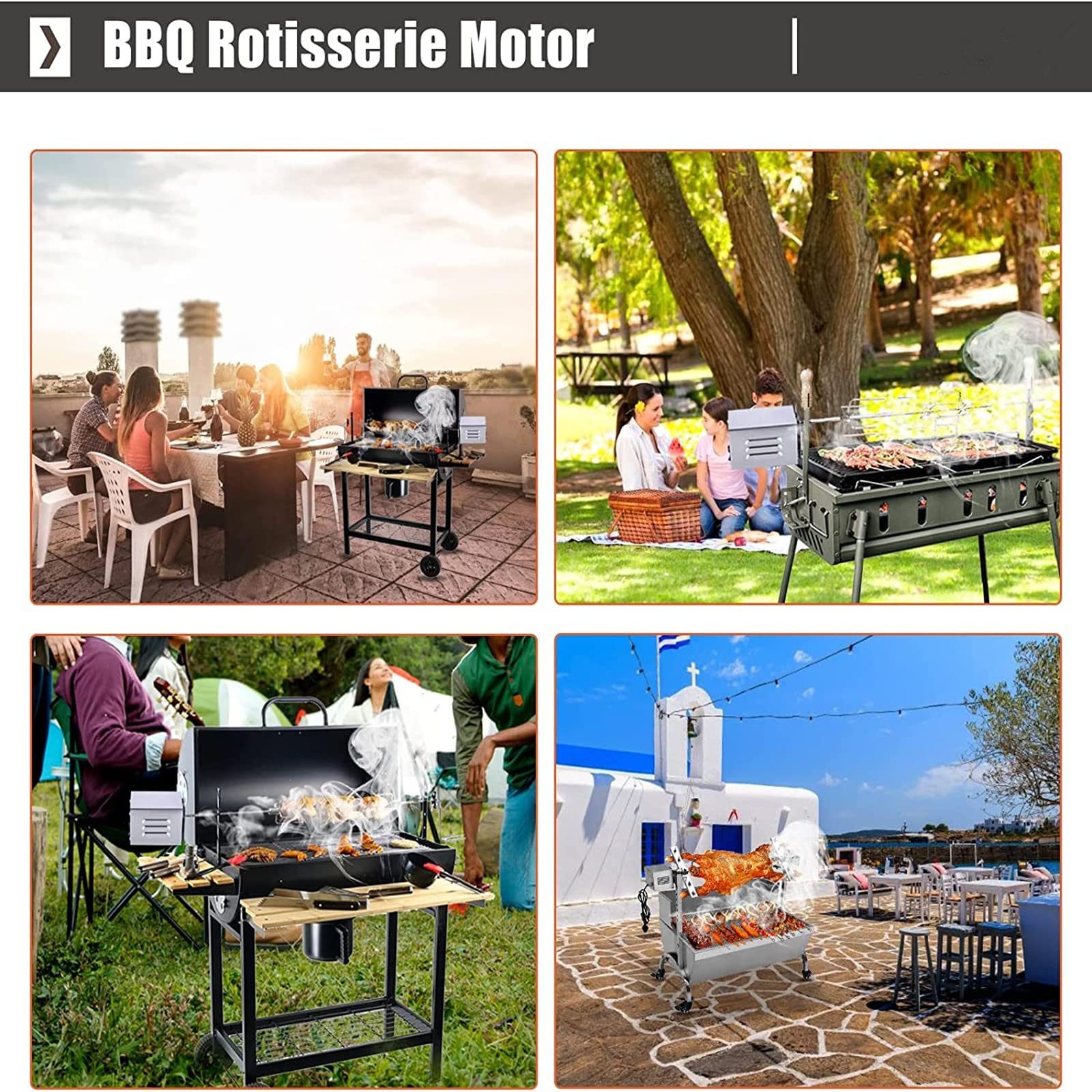 Motor eléctrico 70kg para Barbacoa de Acero Inoxidable 220V-240V, SP-S40 Acero Inoxidable BBQ Grill Asador eléctrico Motor Cabra Cerdo BBQ Spit Rotisserie Roaster Accesorios