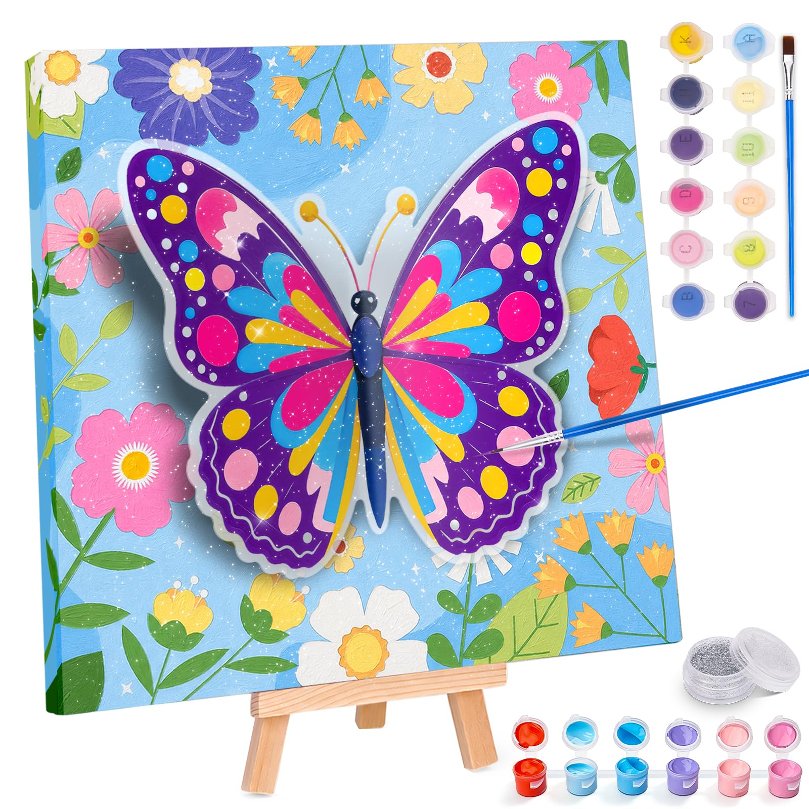 Gifts for 5 6 7 8 Year Old Girl Kid Art and Craft Butterfly Paint by Number