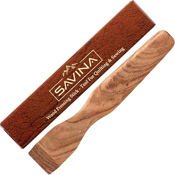Savina Wood Pressing Stick, Finger Iron, Seam Presser A Handcrafted Sewing Tool for Quilters & Sewist.