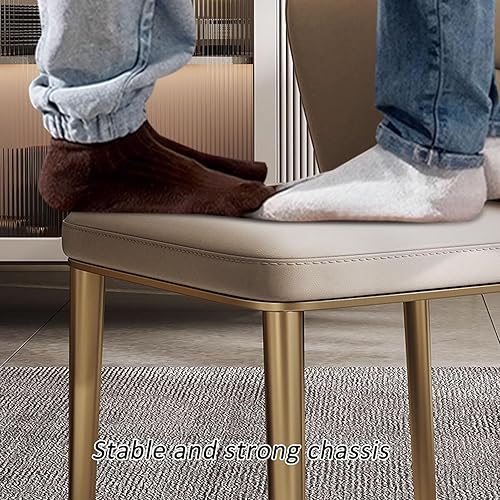 Miniatura 8 de JKGHK - Juego de sillas de comedor de cuero, sillas de cocina tapizadas, sillas de comedor con respaldo curvo, silla de escritorio sin brazos para