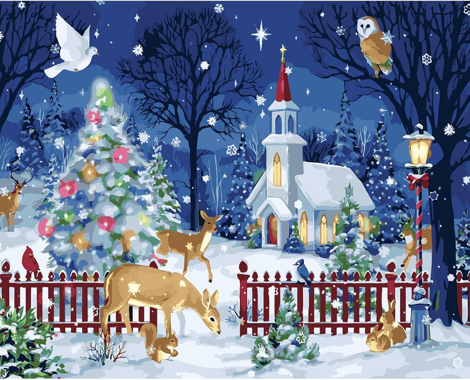 MOGTAA Merry Christmas Paint by Numbers, Winter Oil Painting Kits for