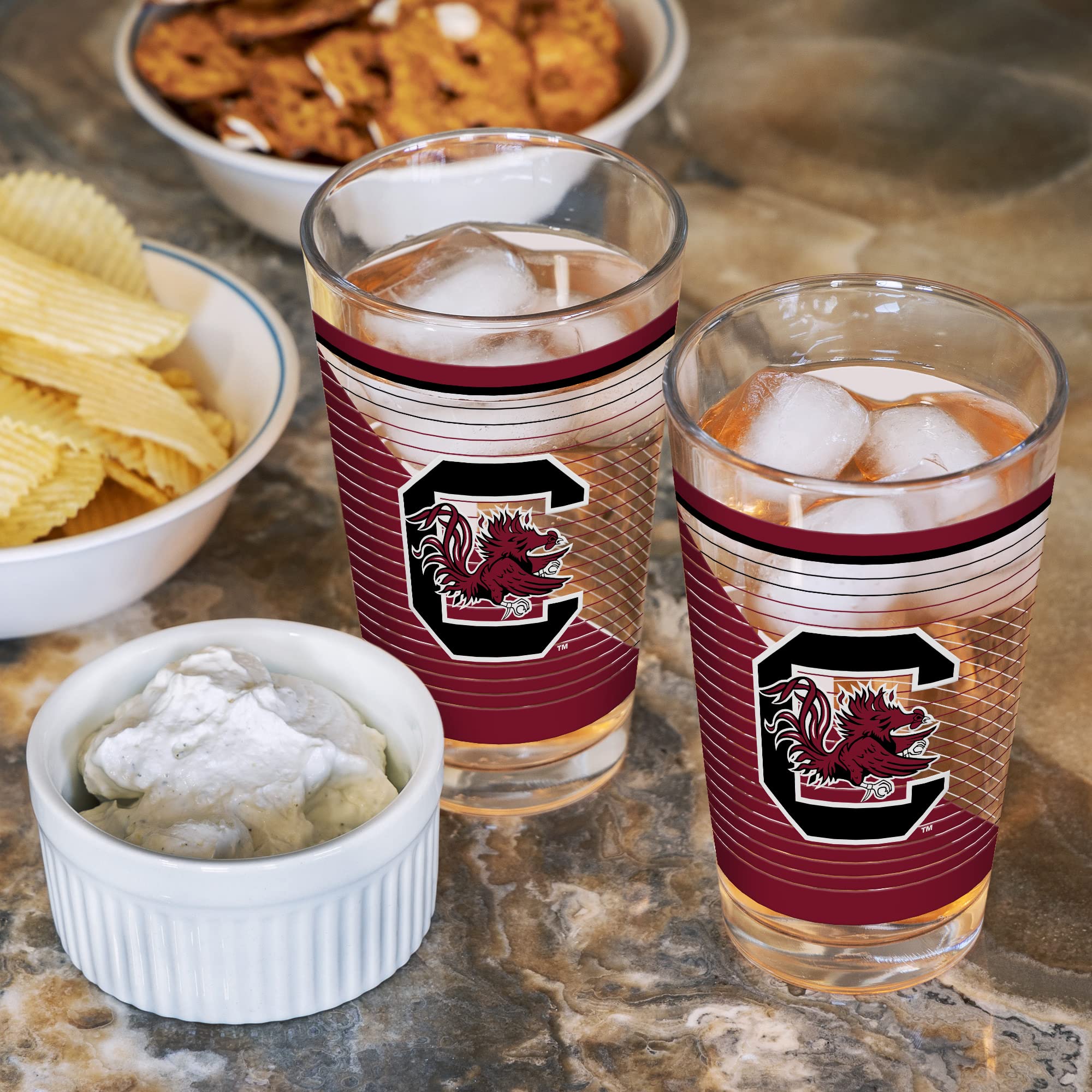 Rico Industries NCAA South Carolina Gamecocks 473 ml Pint-Gläser mit digital gedrucktem Logo, praktisches Set mit 2 klassischen Trinkgläsern für Fans, spülmaschinenfest