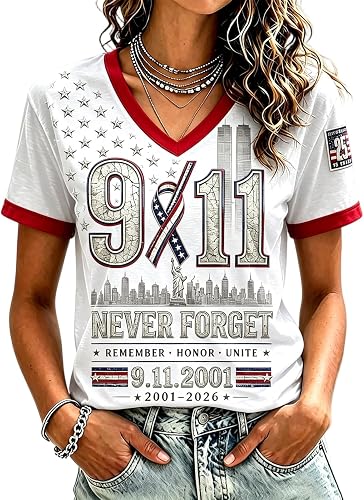 911 25th Anniversary Flag Patriots Shirts for Women 9/11 25th Anniversary Memori