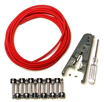 Solderless Guitar Pedal Patch Cable Kit 6 Pack to Make DIY Custom Length Cables for Pedalboard Red Cable Kit