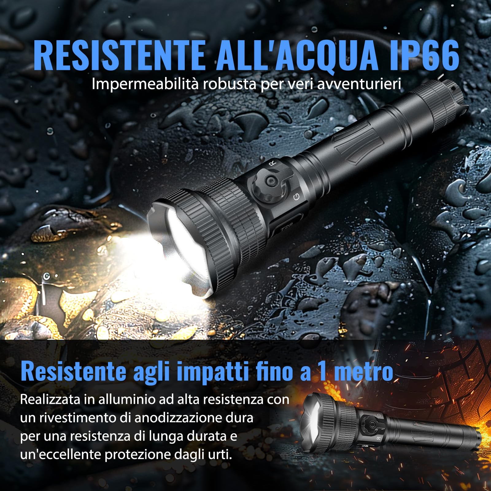 Brinyte T28 Torcia Led Zoom 3-In-1 Rosso Bianco Verde Outdoor | Regolatore Continuo, Interruttore Rotativo, Lunga Gittata,Torcia Tattica, Interr Remoto, Due Supporti, Esterno, Escursionismo
