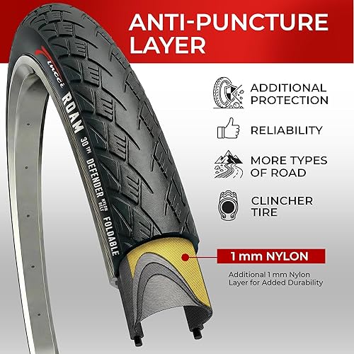 Miniatura 3 de Fincci Par de neumáticos plegables 37-622 de 700x35c con protección antipuntura de 0.039 in para ciclo, carretera, montaña, MTB, híbrida, turismo