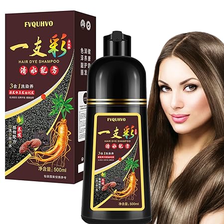Herbal Light Brown Hair Dye Shampoo,Instant Hair Color Shampoo for Women Men,Long Lasting Shampoo Hair Dye,16.90 Fl Oz Brown Hair Shampoo,Brown Shampoo Works in Minutes