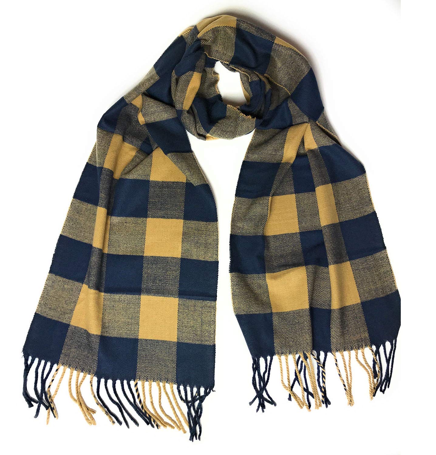 Kgm Accessories Unisex Brown_blue Super Soft Check Cashmere Feel Plaid Tartan Check Scarf - Cashmere Scarves For Men - Mens Soft Scarf (Brown_blue)