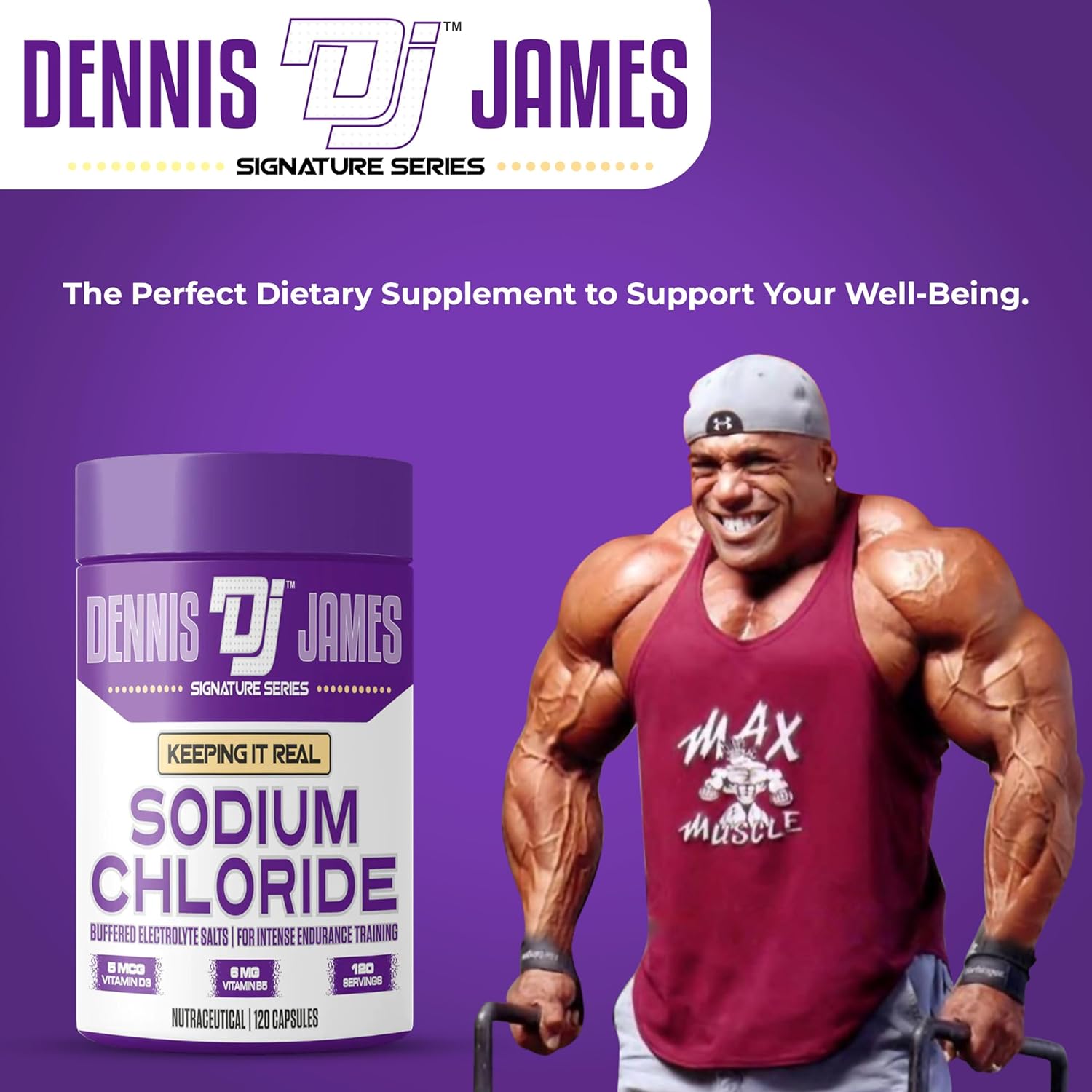 Dennis James Signature Series Sodium Chloride – 1000mg | 120 Capsules | Electrolyte Support, Hydration Balance & Muscle Function | Non-GMO | 120 Servings