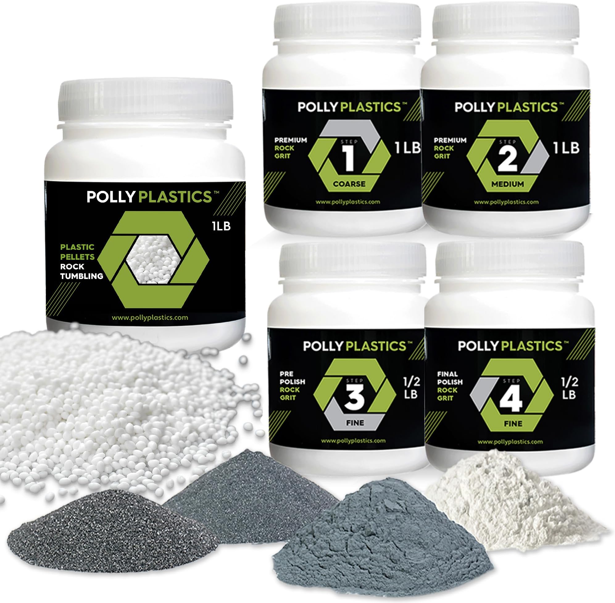 Polly Plastics Rock Tumbler Tumbling Media Grit Kit in Heavy Duty Resealable Bags