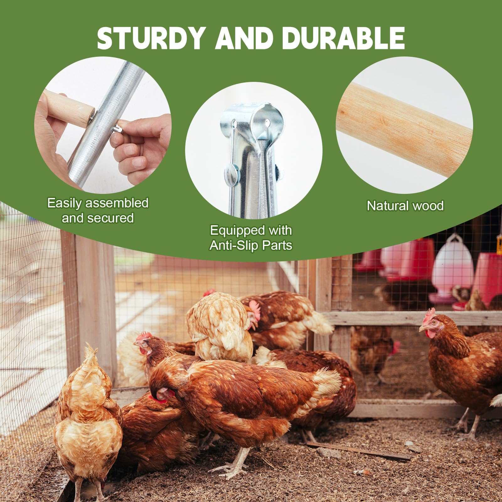 Perchoir Pour Poulailler En Bois - 33 X 26,5 Cm - Pour Poules Et Poussins - Naturel Et Robuste