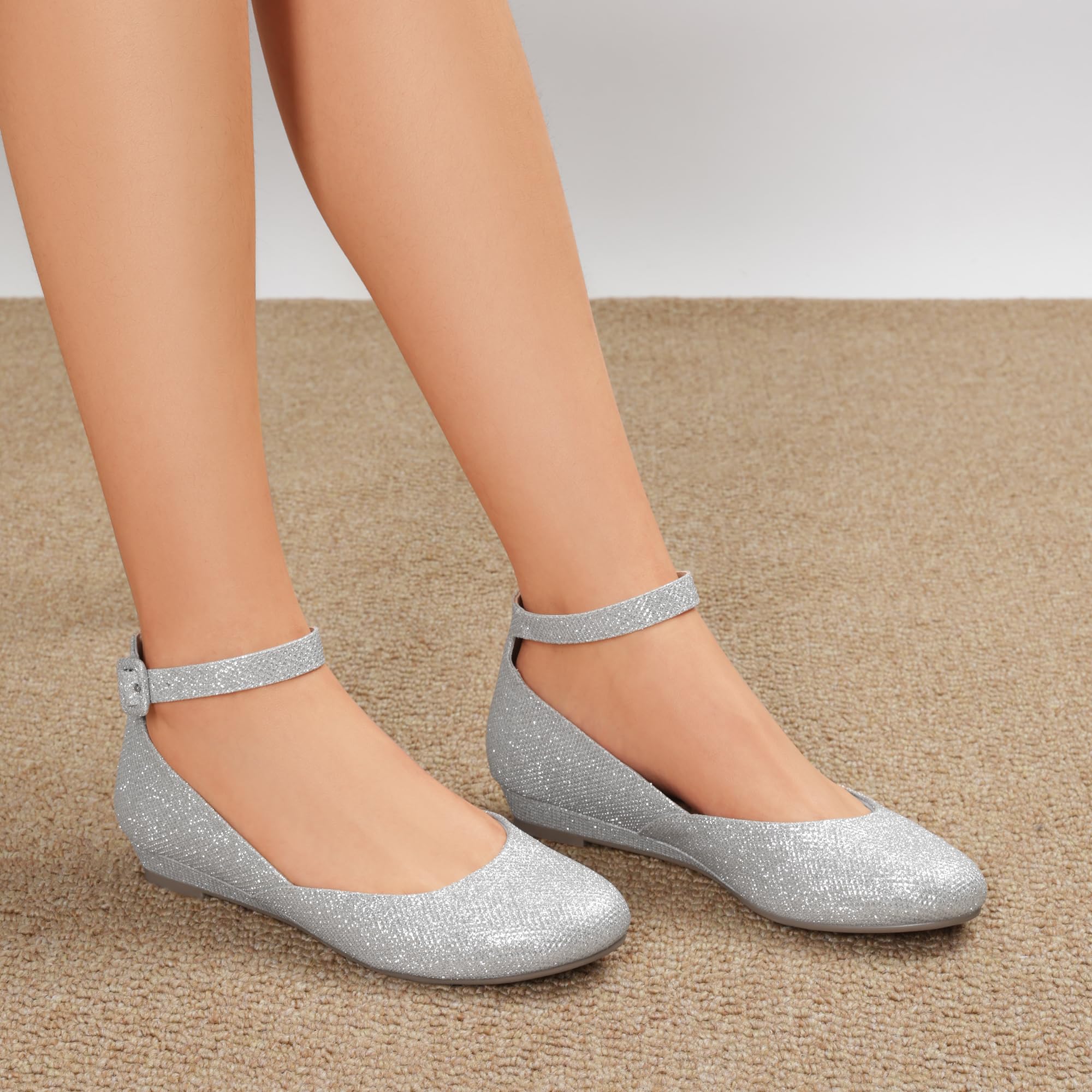 DREAM PAIRS Baleriny damskie baleriny z paskiem, baleriny damskie, eleganckie płaskie buty REVONA-E