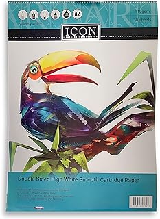 Premier Stationery Icon Spiral Bound Sketch Book, 110gsm A2 Sketchbook, Double Sided White Paper, Sketch Pad, Ideal for Sketch Pencils, Graphite & Charcoals (676g, 30 Sheets)