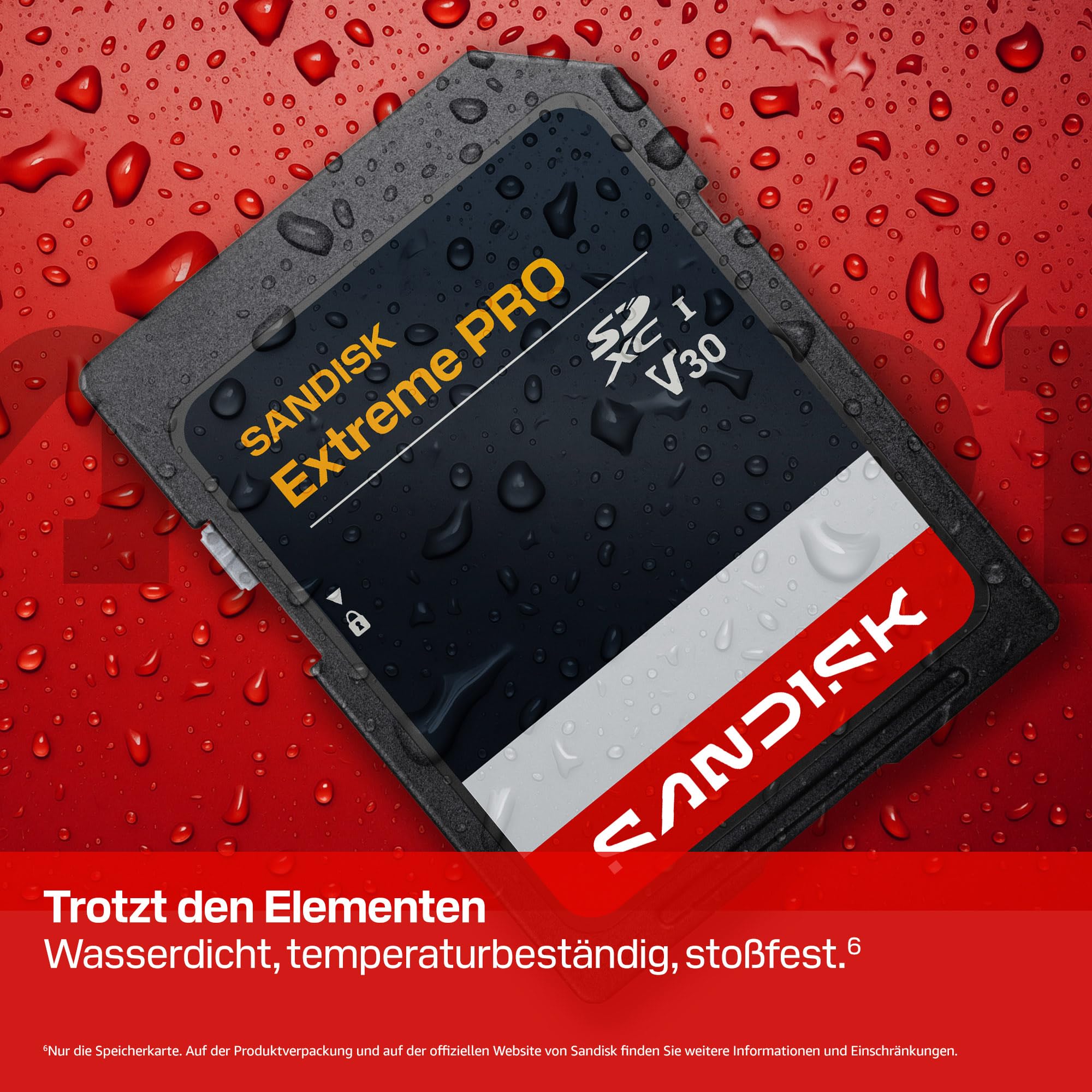SANDISK Extreme PRO SD UHS-I-Karte 128 GB (bis zu 250 MB/s Lesegeschwindigkeit und 120 MB/s Schreibgeschwindigkeit, 4K-UHD-Video, U3, V30) Sandisk App
