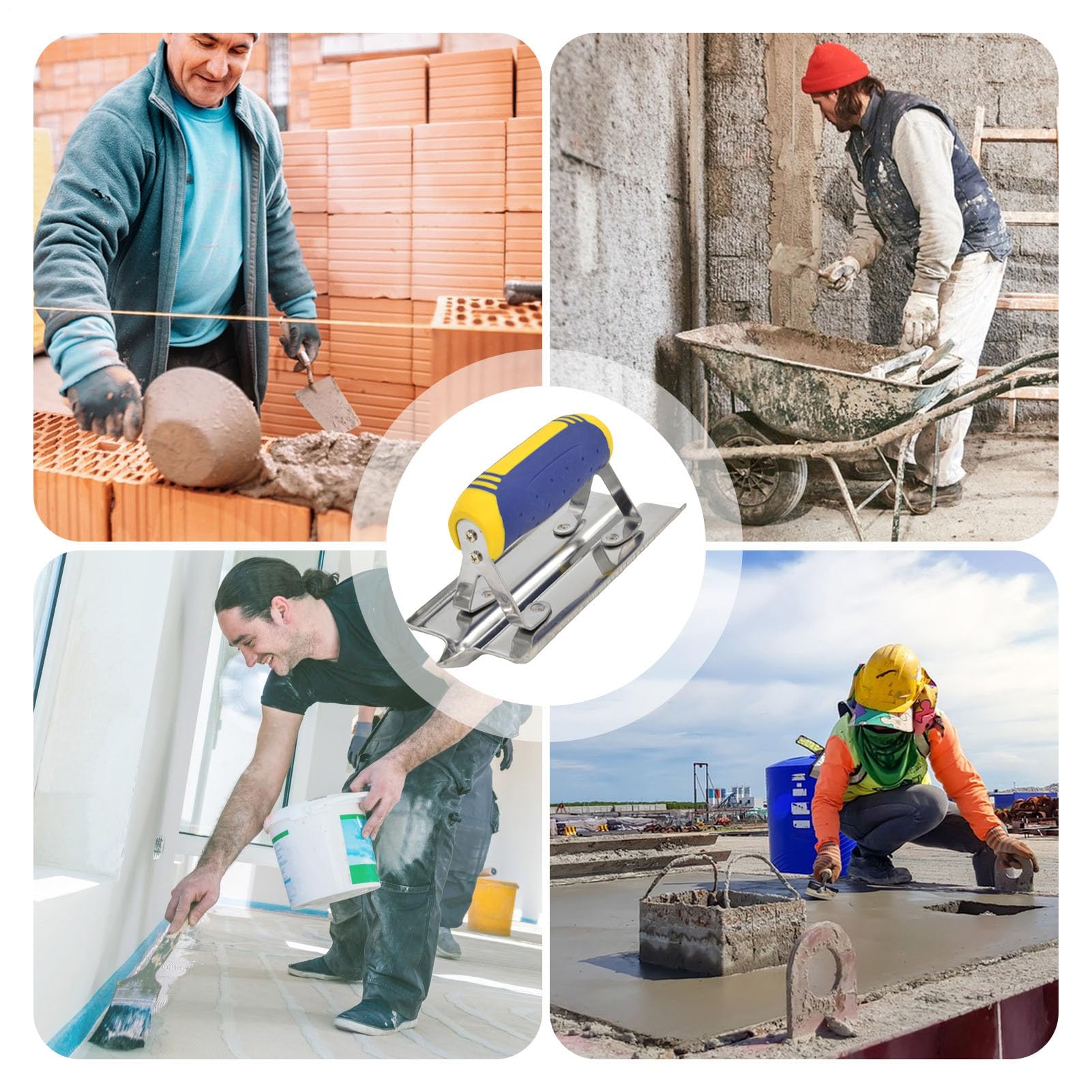 Bordatrice Manuale Per Cemento, Molatrice Per Cemento | Utensili Per Calcestruzzo Per Molatrice Manuale Con Estremità Curva O Diritta | Costruzione Senza Rivetti, Comoda Impugnatura Ergonomica Per Pro