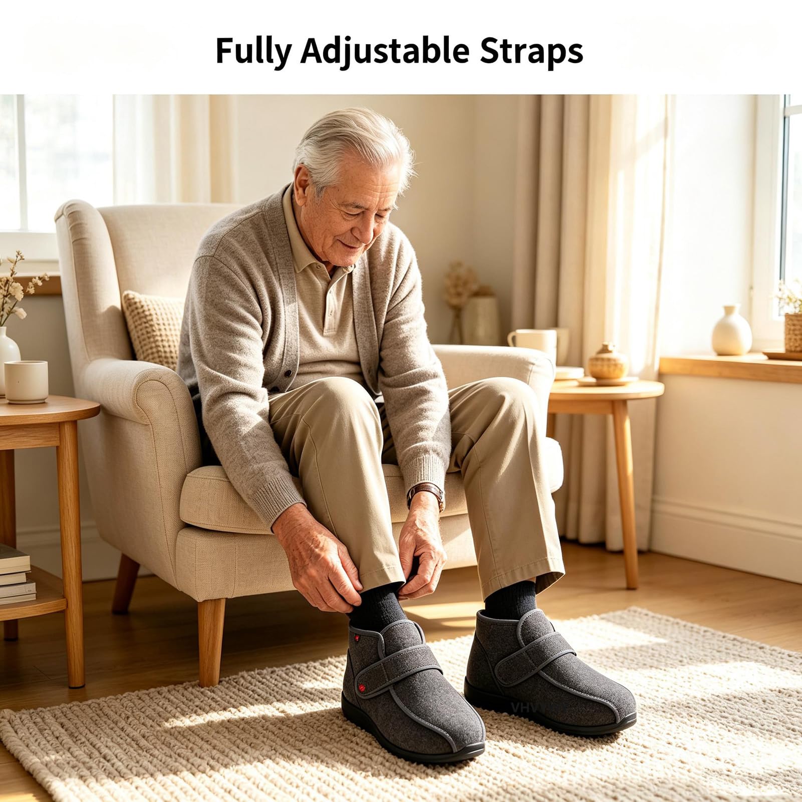 Scarpe per diabetici per donne e uomini, per piedi gonfi, ampia vestibilità, piede anziano, larghezza ampia, regolabile, suola antiscivolo, caldo pile felpato, scarpe da passeggio