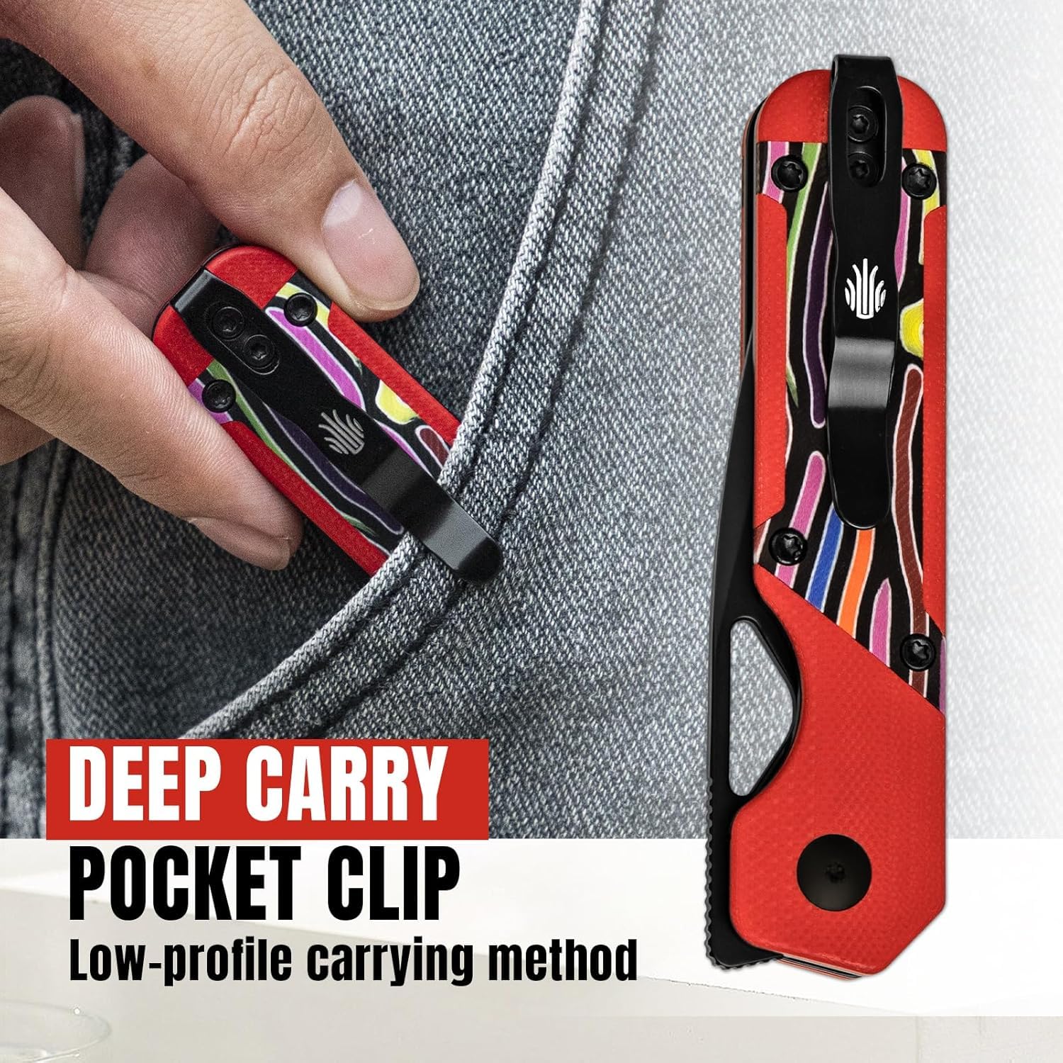 Kizer Mini Militaw Klappmesser, 2,82 Zoll Nitro V-Klinge Taschenmesser, Mehrfarbig G10-Griff, Kleines EDC-Messer mit Taschenclip, Camping-Jagdmesser für Männer und Frauen, Geschenk V3634SA2