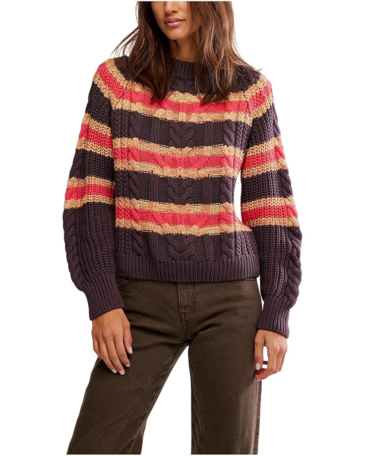 Free People Frankie Cable Striped Pullover - Main View