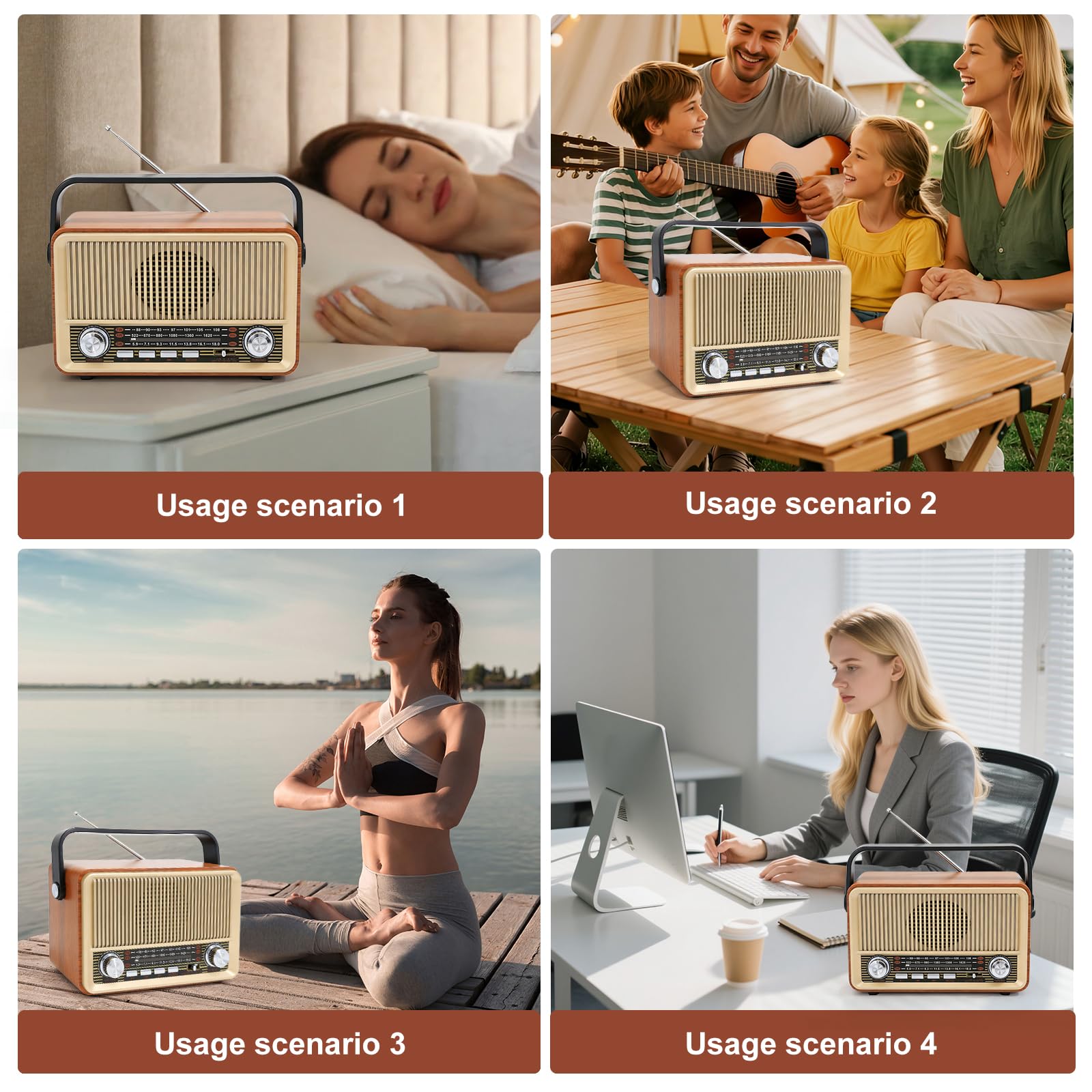 Retro Radio mit Bluetooth, Kofferradio Batteriebetrieben oder mit Stromkabel, Nostalgie Küchenradio mit 1000mAh Akku, USB/TF/AUX Unterstützung, Tragbares Radio Retro für Zuhause und Senioren