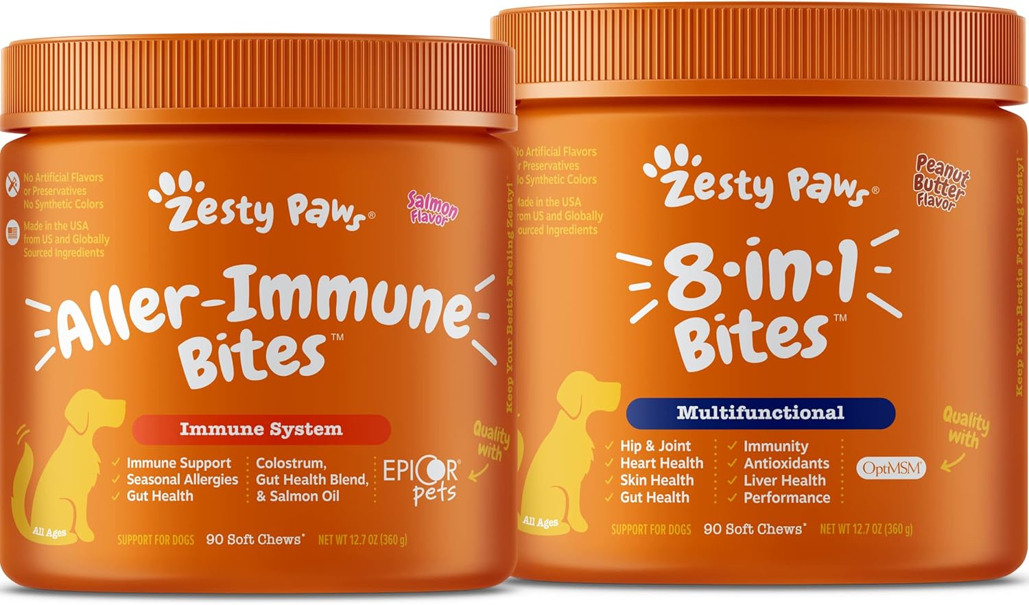 Allergy Immune Supplement for Dogs with Omega 3 Wild Alaskan Salmon Fish Oil