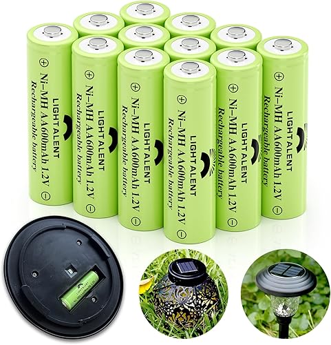 Lightalent Ni-MH - Baterías recargables AA, doble A de alta capacidad, 1.2 V, precargadas para paisajismo de jardín, luces solares al aire libre,