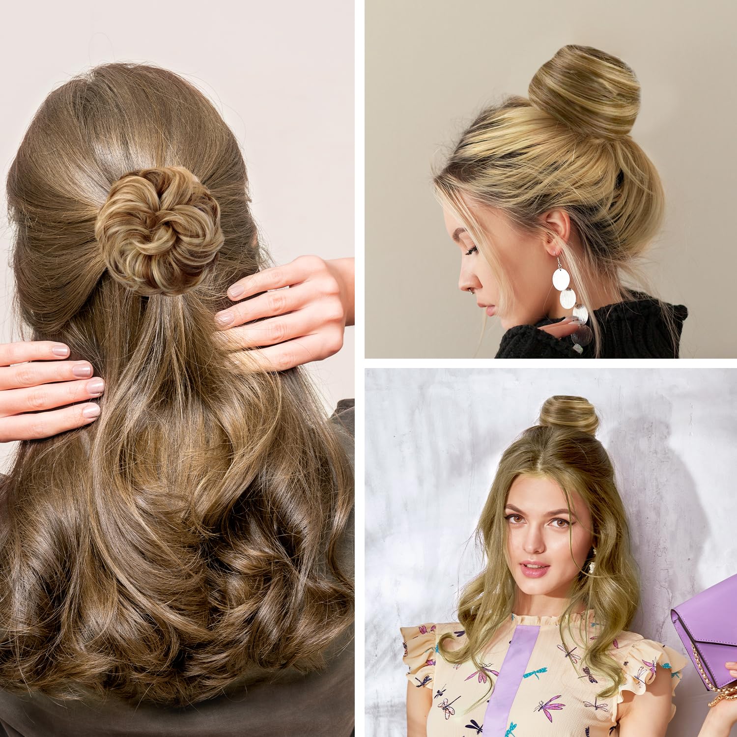 Hair Bun Extensions for Women Messy Bun Hair Piece, Synthetic Messy Hair Bun Scrunchie, Elastic Updo Accessories - Image 4