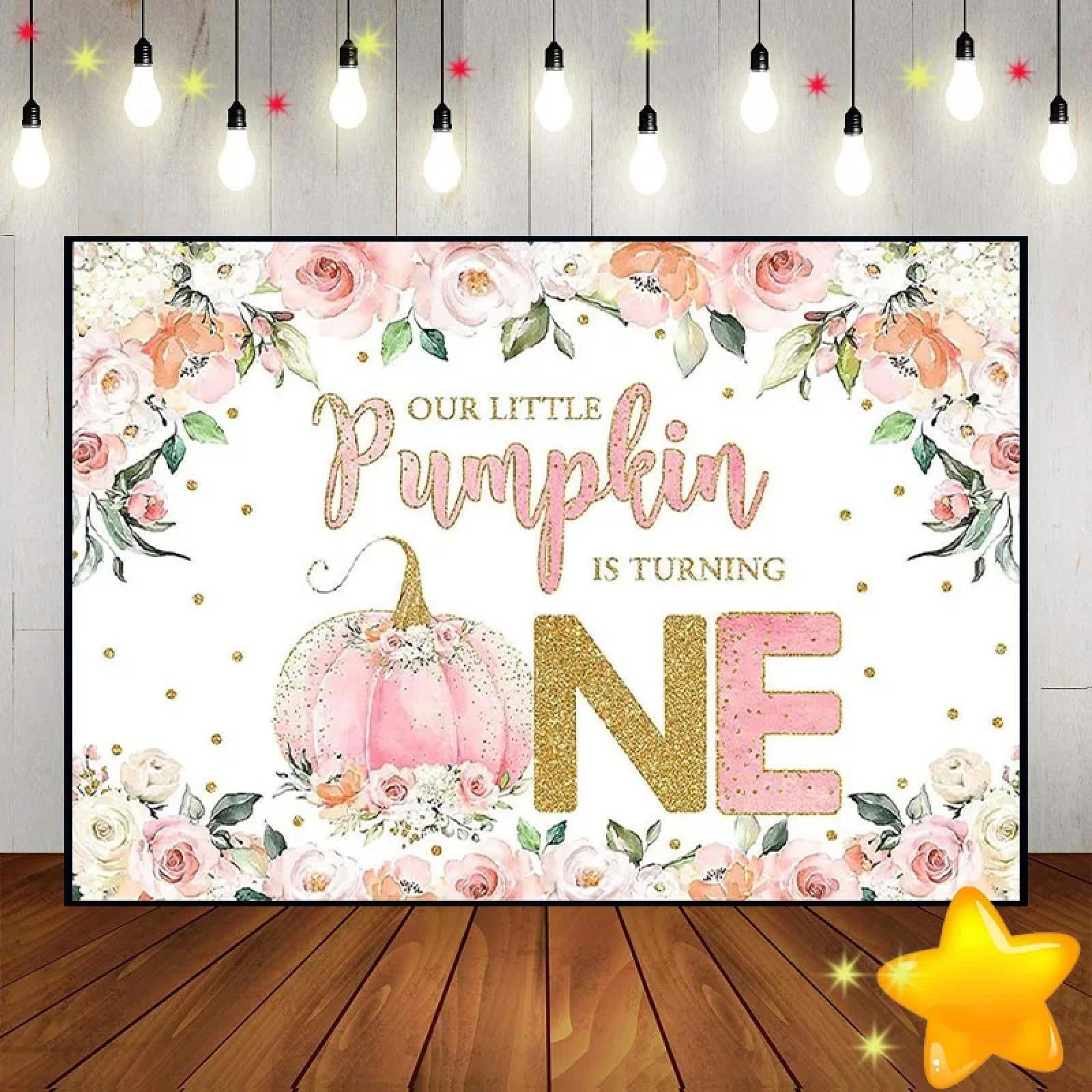 Happy 1th Birthday niestandardowe tło impreza rok baner zdjęcie tło dekoracja fotografia tło baby shower dynia 350 x 240 cm