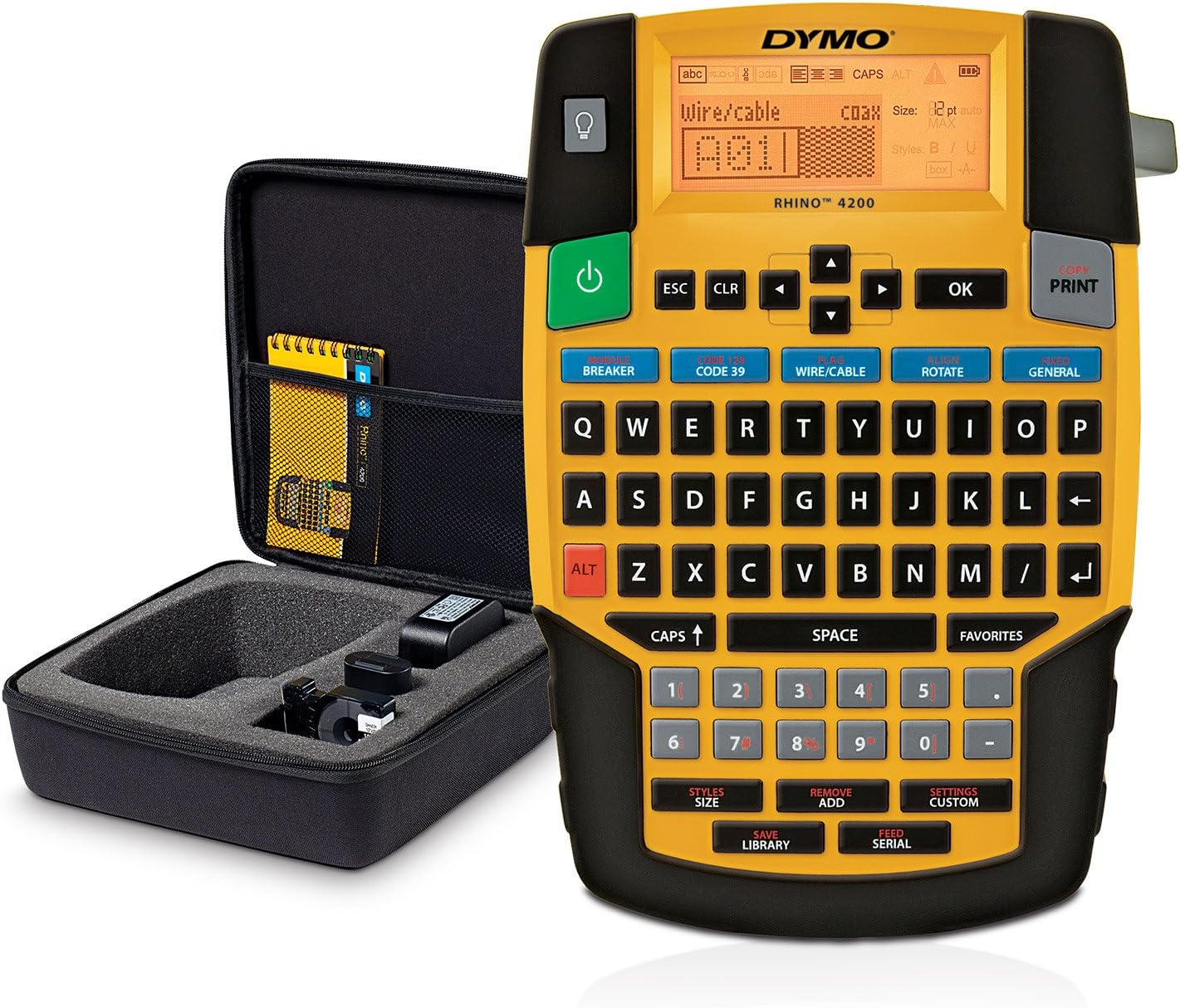 DYMO Rhino 4200 Industrial Label Maker | QWERTY Keyboard & Time-Saving Hot Keys | Durable Label Printer for Job Sites and Heavy-Duty Labelling Jobs