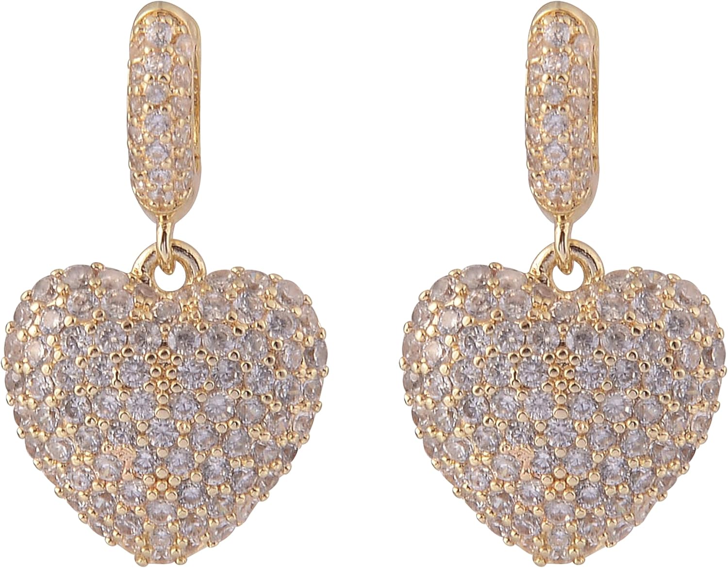 Daisy Fuentes Gold Tone Huggie Heart Drop Earrings with CZ Stones - Image 2