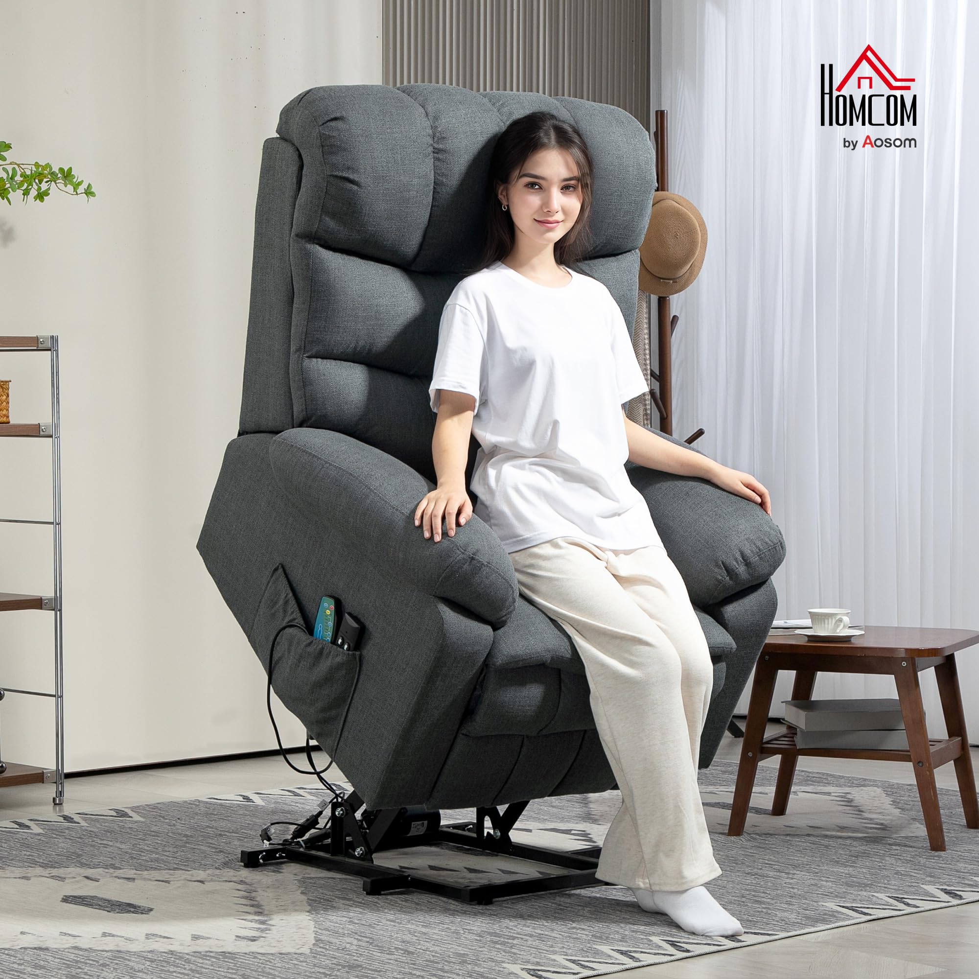 HOMCOM Poltrona recliner massaggiante elettrica grigio scuro