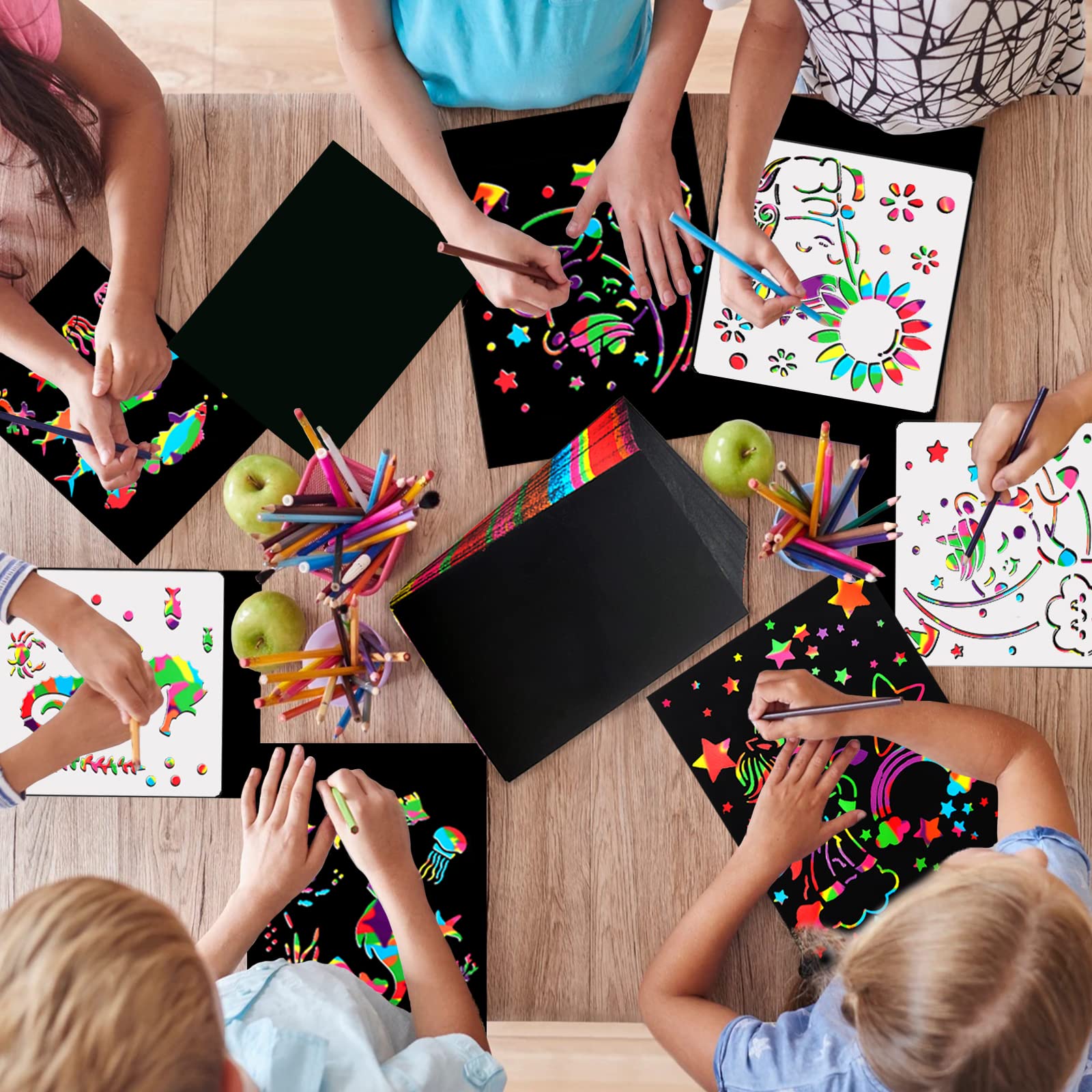 Set De 3 Cuadernos Mágicos Para Rascar – Unicornio, Sirena Y Princesa, Con Lápiz De Madera – Manualidades DIY Para Niños