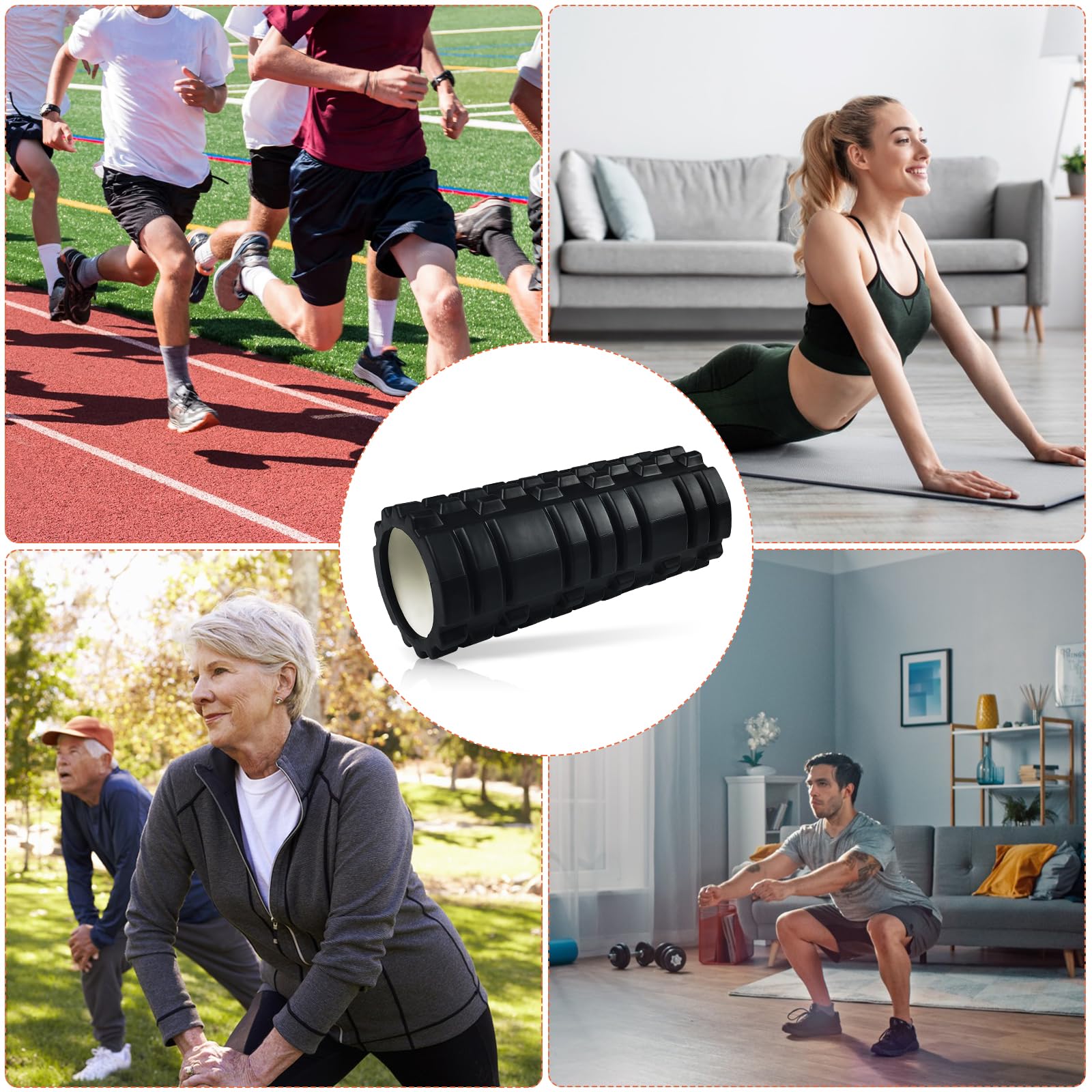 Brevanza Schiuma roller, rullo per massaggi muscolari a griglia, bigodino pilates, roller massaggio per alleviare punti di tensione, terapia e rilassamento, rullo fitness per gambe, schiena e braccia