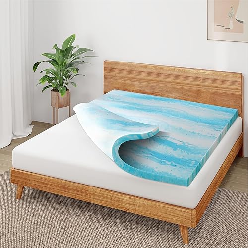 Miniatura 1 de MUUEGM Cubrecolchón Queen de 3 pulgadas, cubrecolchón de espuma viscoelástica con infusión de gel refrescante en una caja, cubrecolchón tamaño Queen