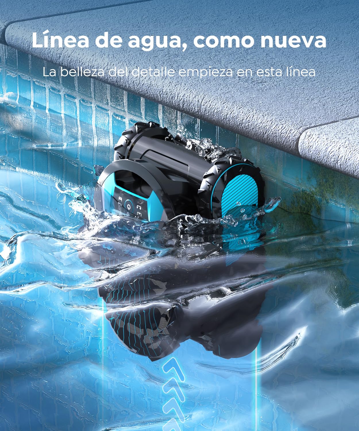 Pleco Pro Robot Limpiafondos Piscina, Autonomía 210 Min, Doble Filtro, 7 Modos, Control App, Limpiafondos Piscina Automático, 200 m²,Ónix