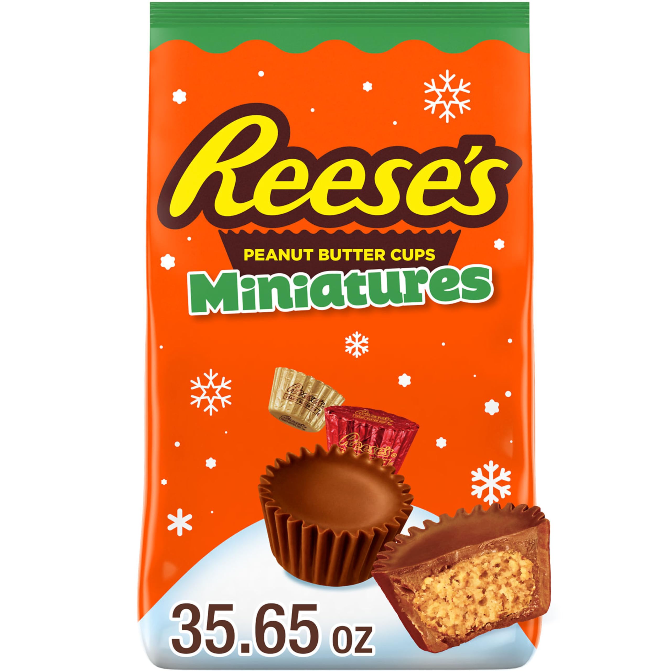 REESE'S Miniatures Milk Chocolate Peanut Butter Cup, Christmas Stocking Filler, Sweets, Bulk Bag, 1.2L
