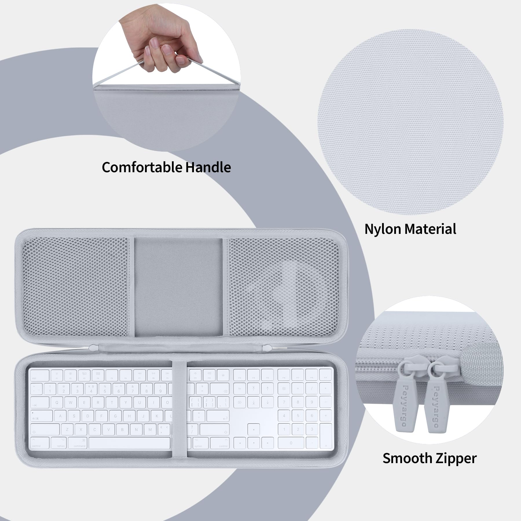 Étui pour Apple Magic Keyboard avec pavé numérique | Coque EVA Rigide, Anti-Chocs & Rayures, Multi-Usages, Compartiments Séparés, Sac Transport Clavier Pavé Numérique