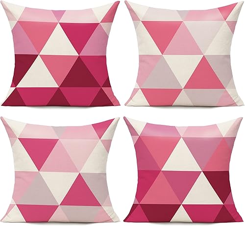 Miniatura 6 de All Smiles Juego de 4 fundas de almohada de 18 x 18 pulgadas, color verde azulado, divertidas y estéticas modernas de mediados de siglo, decoración