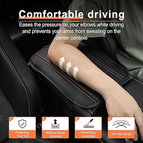 Miniatura 4 de Amiss - Funda consola central automóvil, impermeable, ajuste universal, protector de reposabrazos de cuero sintético, accesorios de interior para