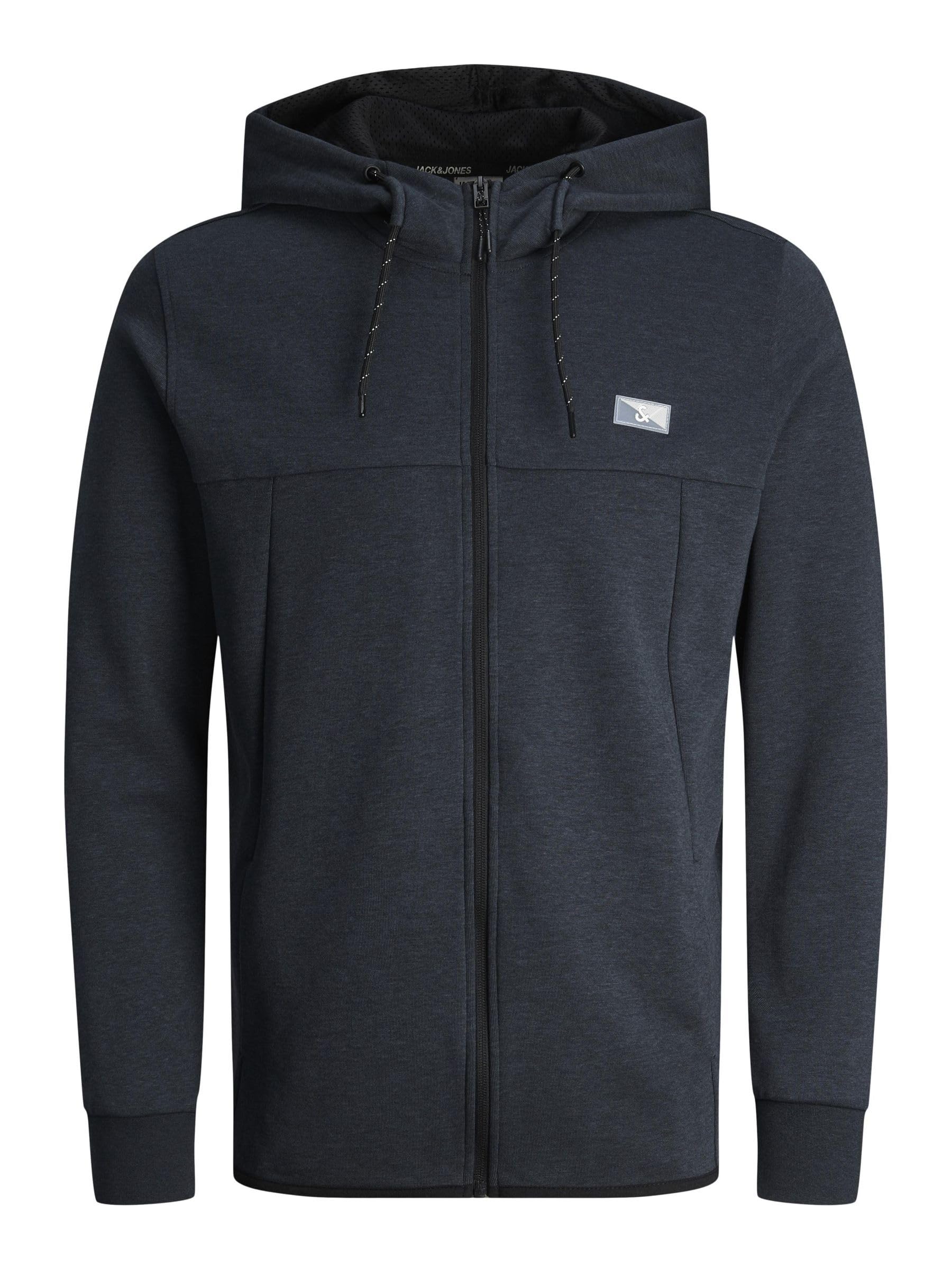 Jack & Jones Men's Dark Navy Hooded Jacket Logo Hooded Jacket, Xxl