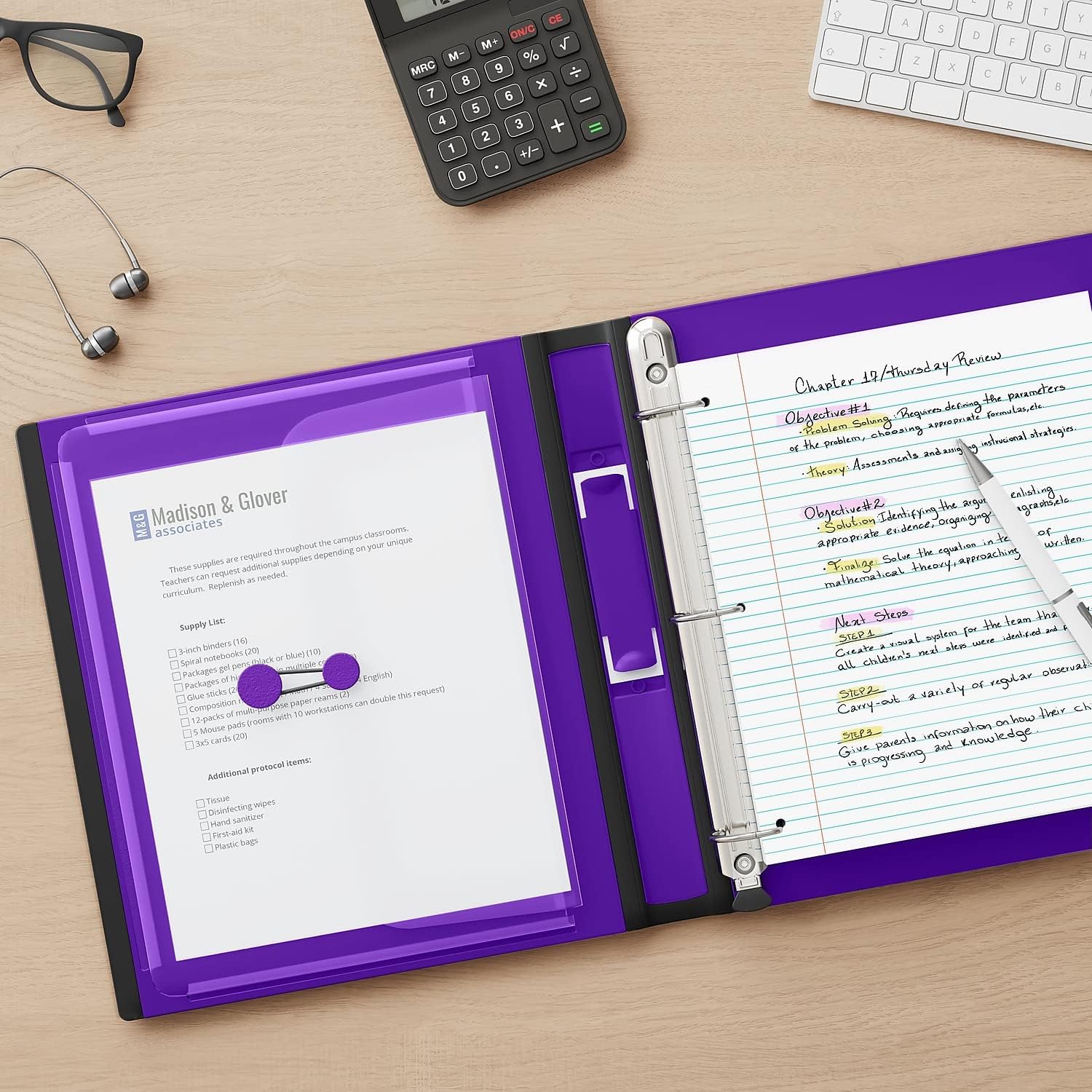 Staples 1-Inch 3-Ring Better Binder, Durable View Binder for Office & School Organization, Purple, 3-Pack