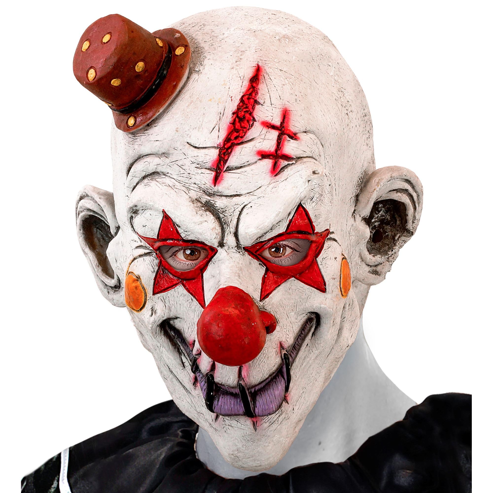 W WIDMANN MILANO Party Fashion - Killer Clown Mask with Mini Hat Adult Horror Face Mask Accessory Halloween