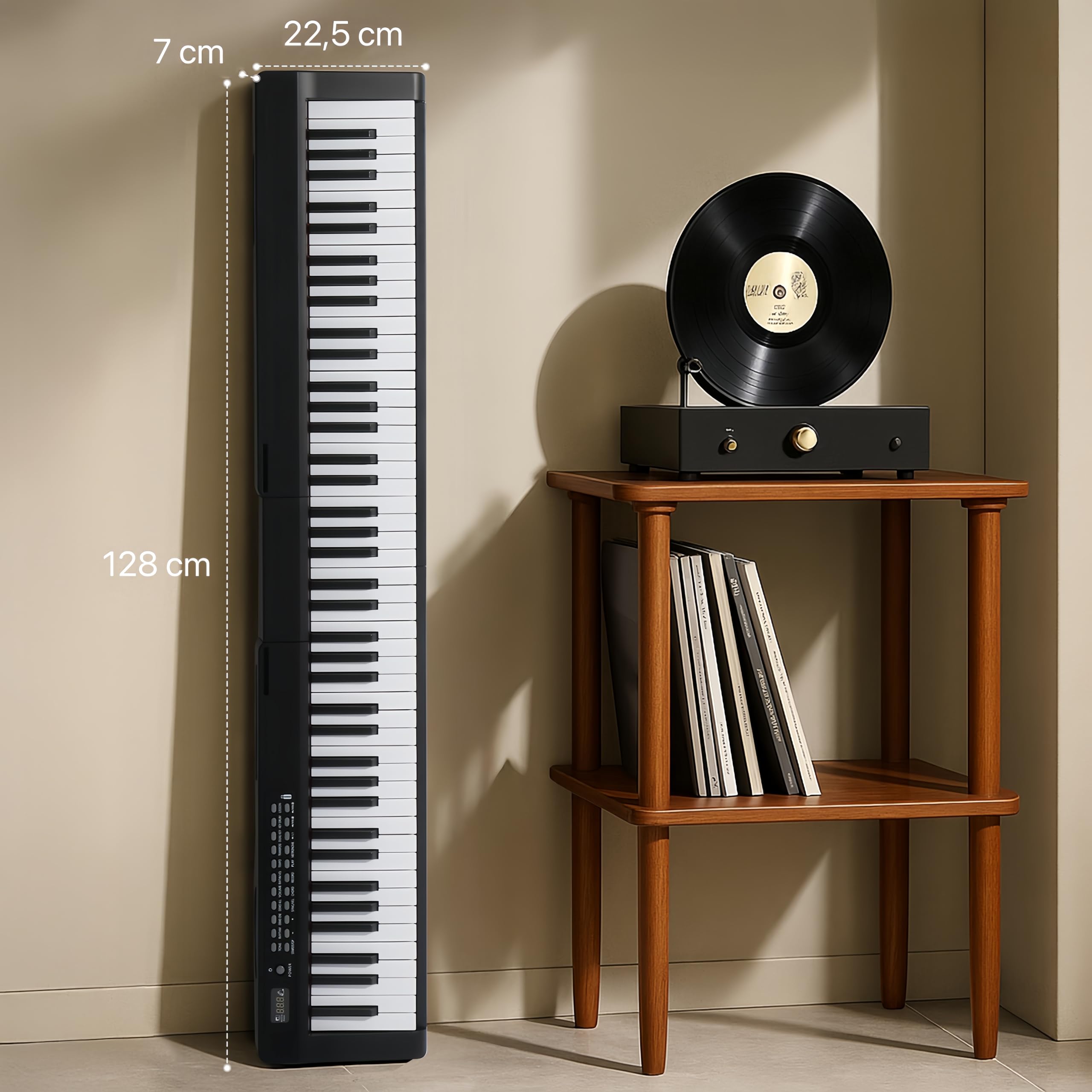 Bonnlo GPP-101 88-Tasten Digitalpiano mit Semi-Gewichteten Tasten, Bluetooth (Audio & MIDI), 150 Demo-Songs, 1000 Rhythmen & Klangfarben, Sustain Pedal, Kopfhörer, LED Display und USB-MIDI, Schwarz