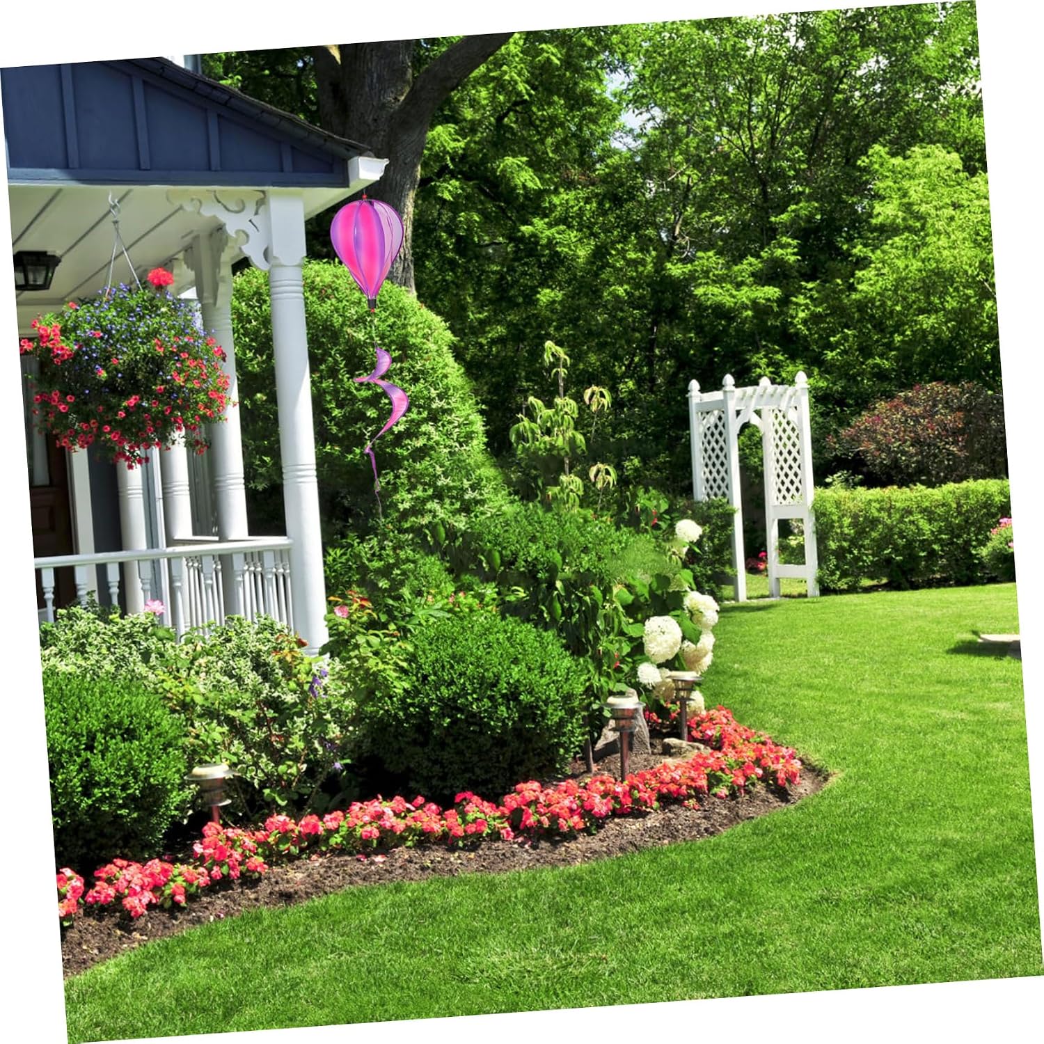 Kisangel 3pcs Hot Air Balloon Windmill Decor Rainbow Hanging for Garden Patio and Outdoor Ornaments Creative Design for