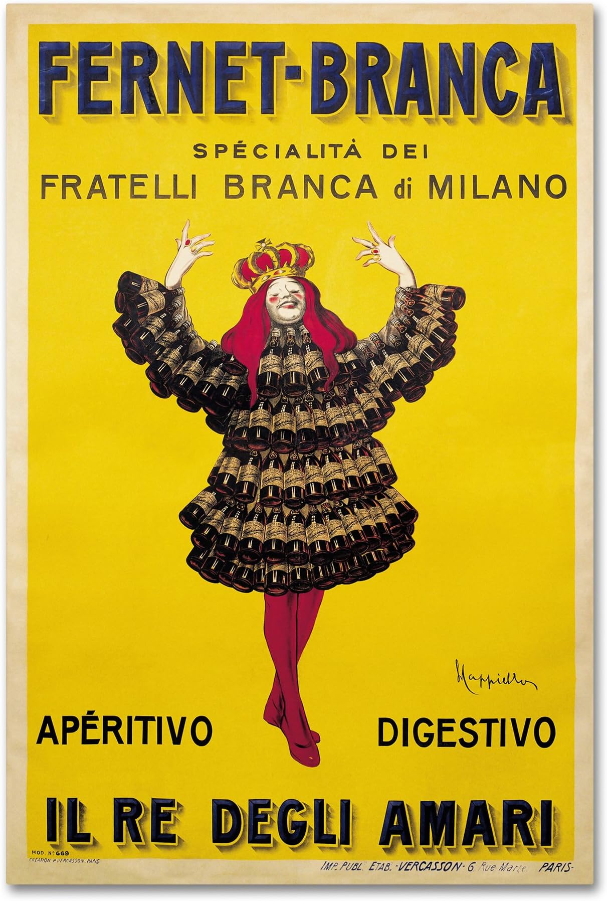 Trademark Fine ArtFernet Branca Yellow by Vintage Apple Collection, 12x19-Inch