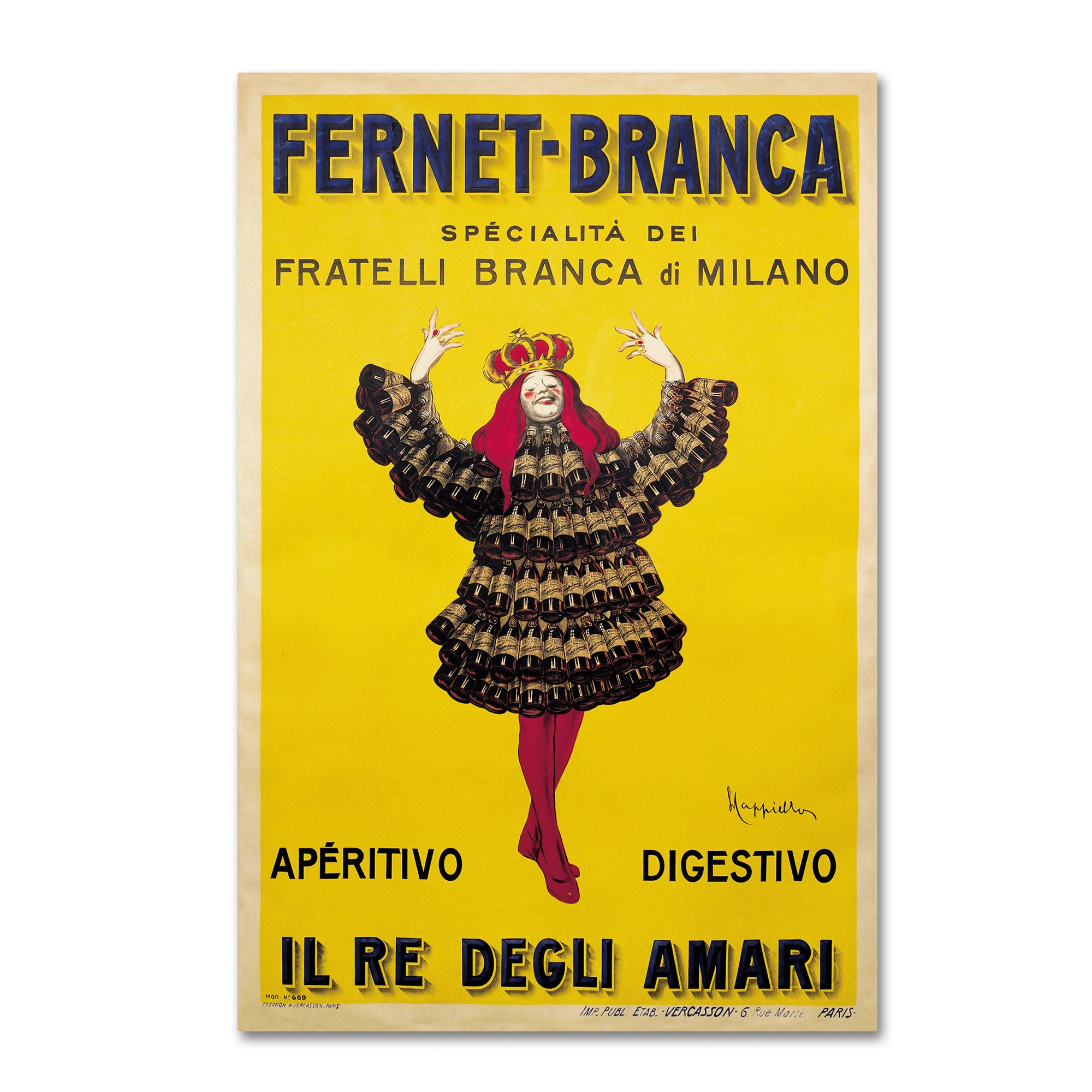 Trademark Fine ArtFernet Branca Yellow by Vintage Apple Collection, 12x19-Inch