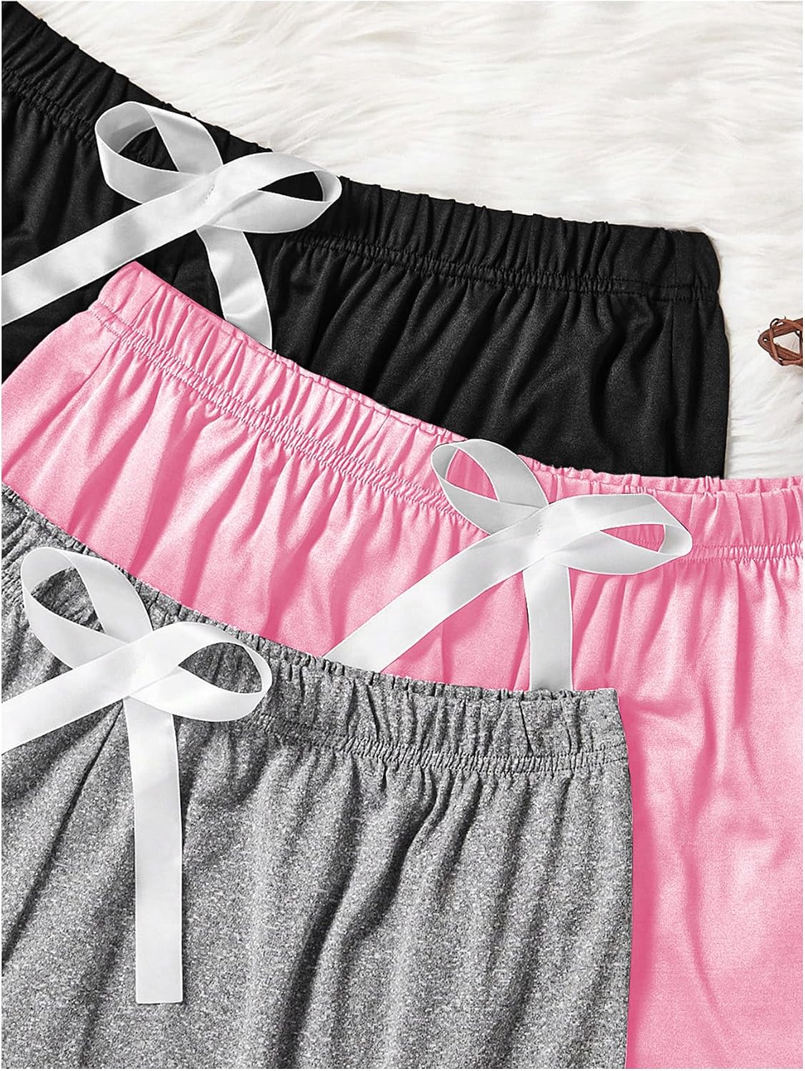 Milumia Women's Plus Size Pajama Shorts 3 Pack Ruffle Hem Sleep Lounge Pj Shorts