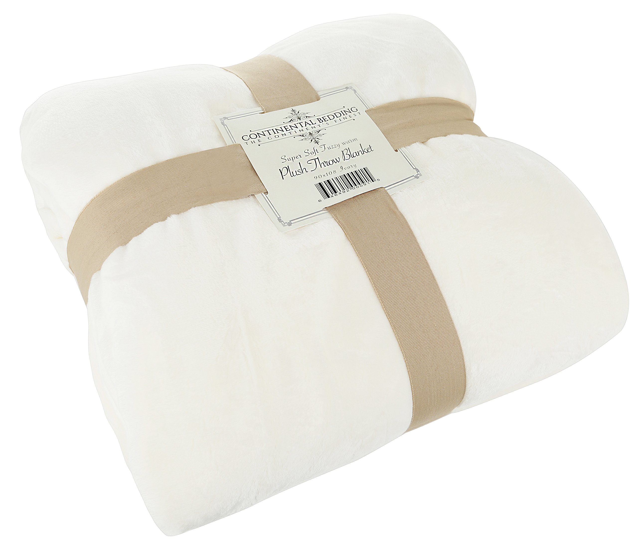 Continental BeddingPremium Soft Plush Cozy Fleece Throw Blanket - Warm and Cozy Blankets - for Twin, King, Queen Size Bedding or Couch - Ivory
