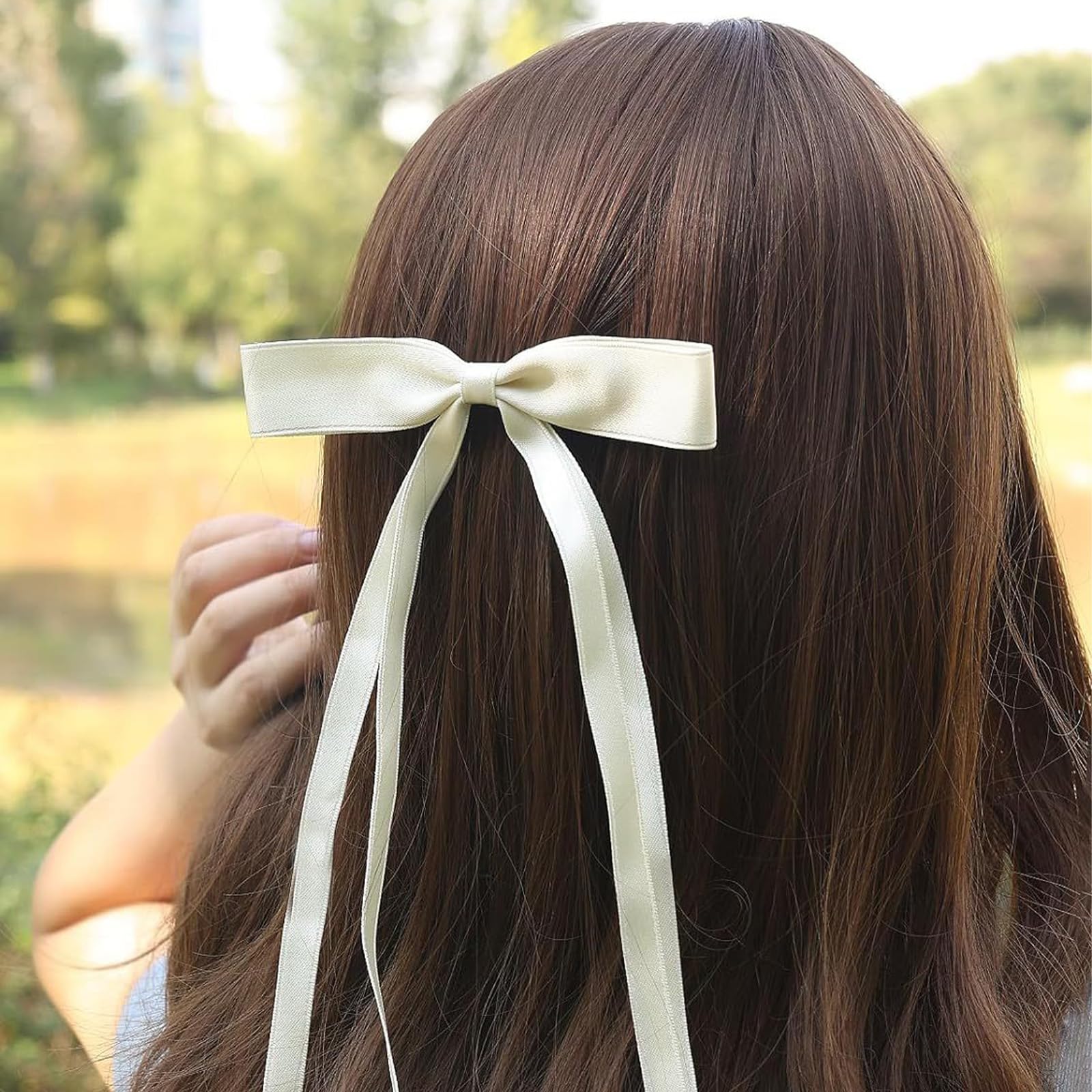 FEXPDL 8 Pack Bow Hair Clips for Women, Tassel Hair Ribbons Bows Barrettes Clip with Long Tail for Girls Womens,Hair Accessories Ribbons Bows Clips(White,Red,Pink,Black) - Image 4
